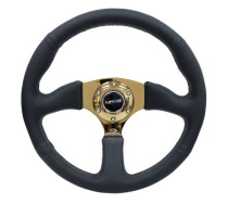 NRG Sportratt Läder med Guldigt Centrum 350mm (2.5'' Djup)